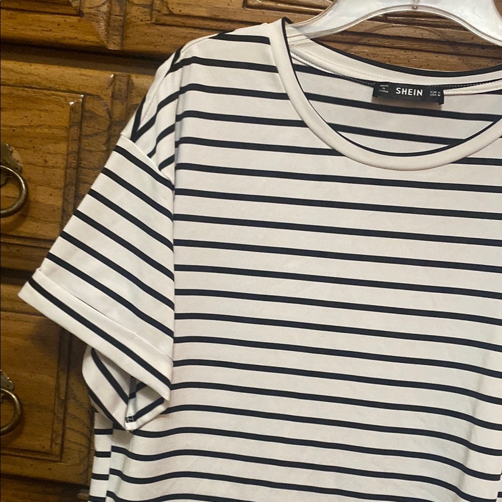 SHEIN Black and White Striped T-Shirt Dress size Medium - Picture 3 of 5